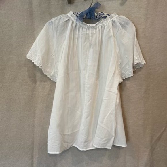 Velvet by Graham and Spencer White Eyelet Cotton Peasant Blouse - Picture 2 of 3